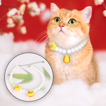 Κολιέ για κατοικίδια με μαργαριταρένιο κολάρο για γάτες και μικρό κρεμαστό ποδοσφαίρου, ρητίνη, μοτίβο χρωματικής αντιστοίχισης, Shell bear