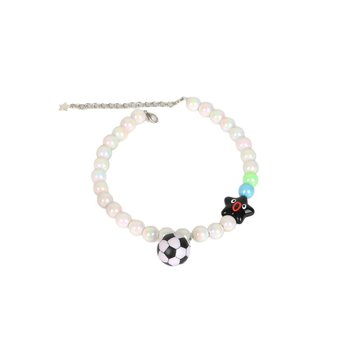 Κολιέ για κατοικίδια με μαργαριταρένιο κολάρο για γάτες και μικρό κρεμαστό ποδοσφαίρου, ρητίνη, μοτίβο χρωματικής αντιστοίχισης, Shell bear