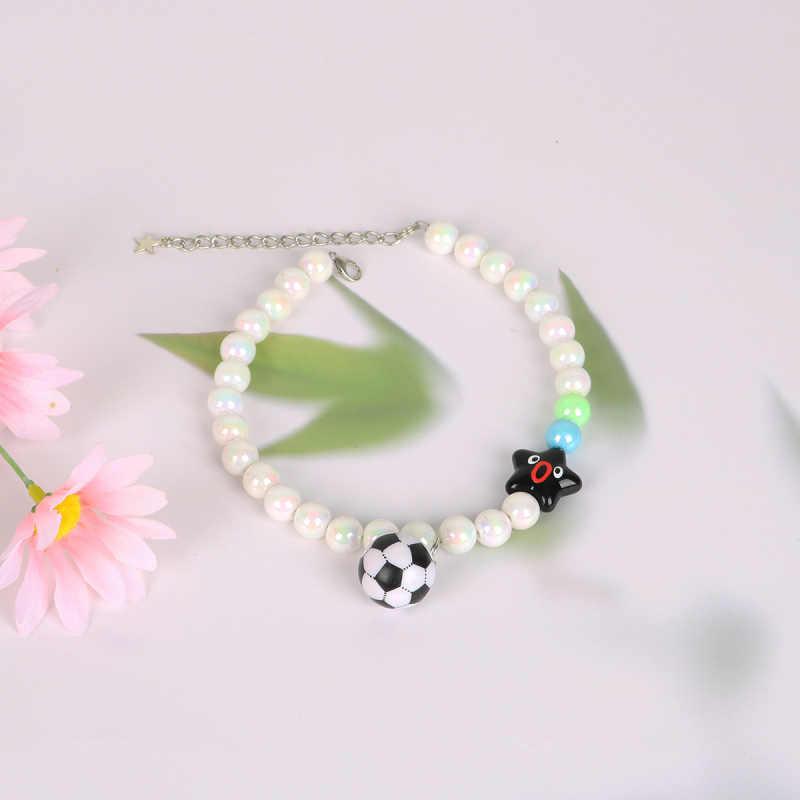 Κολιέ για κατοικίδια με μαργαριταρένιο κολάρο για γάτες και μικρό κρεμαστό ποδοσφαίρου, ρητίνη, μοτίβο χρωματικής αντιστοίχισης, Shell bear