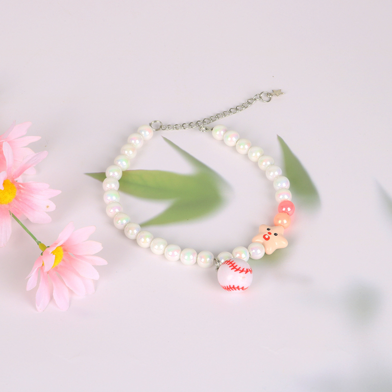 Κολιέ για κατοικίδια με μαργαριταρένιο κολάρο για γάτες και μικρό κρεμαστό ποδοσφαίρου, ρητίνη, μοτίβο χρωματικής αντιστοίχισης, Shell bear