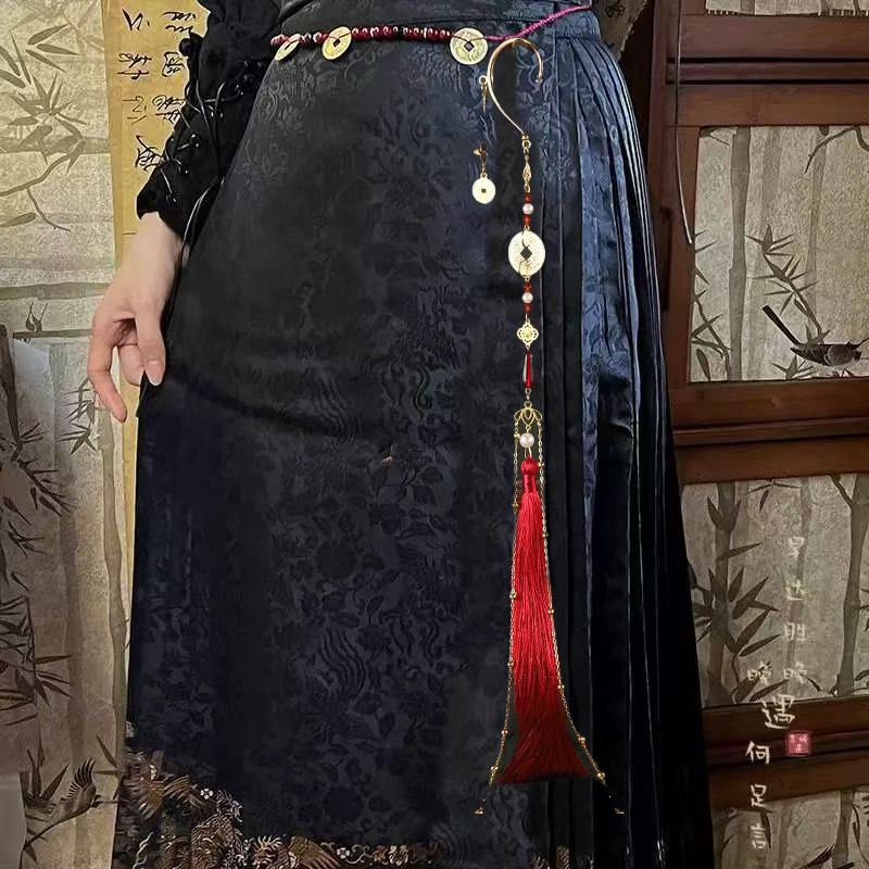 Hanfu dodatak za pojas i ovratnik s resicama i privjeskom, legura, ručna izrada, oblik životinje/zodijak, unisex etnički stil