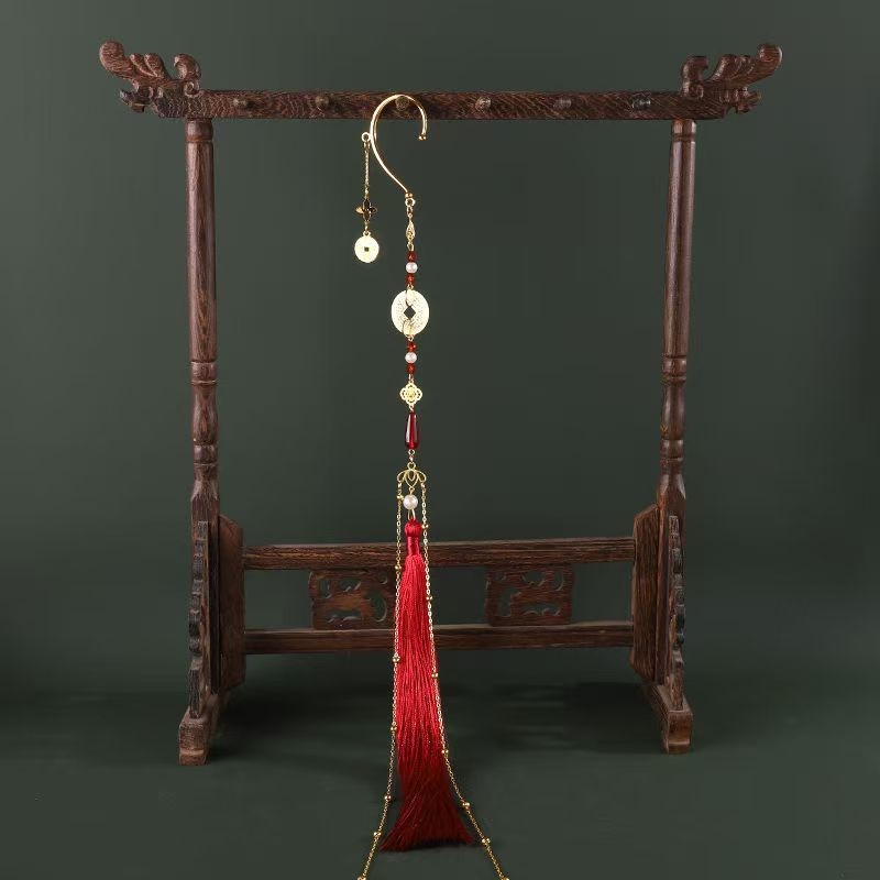 Hanfu dodatak za pojas i ovratnik s resicama i privjeskom, legura, ručna izrada, oblik životinje/zodijak, unisex etnički stil