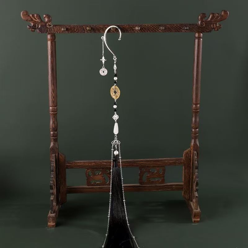 Hanfu dodatak za pojas i ovratnik s resicama i privjeskom, legura, ručna izrada, oblik životinje/zodijak, unisex etnički stil