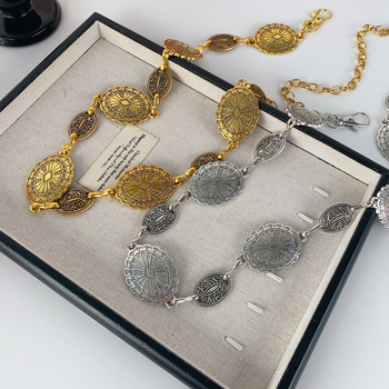 Lanț de talie pentru femei, lanț metalic subțire, stil etnic boem, lungime 105 cm, greutate 66 g