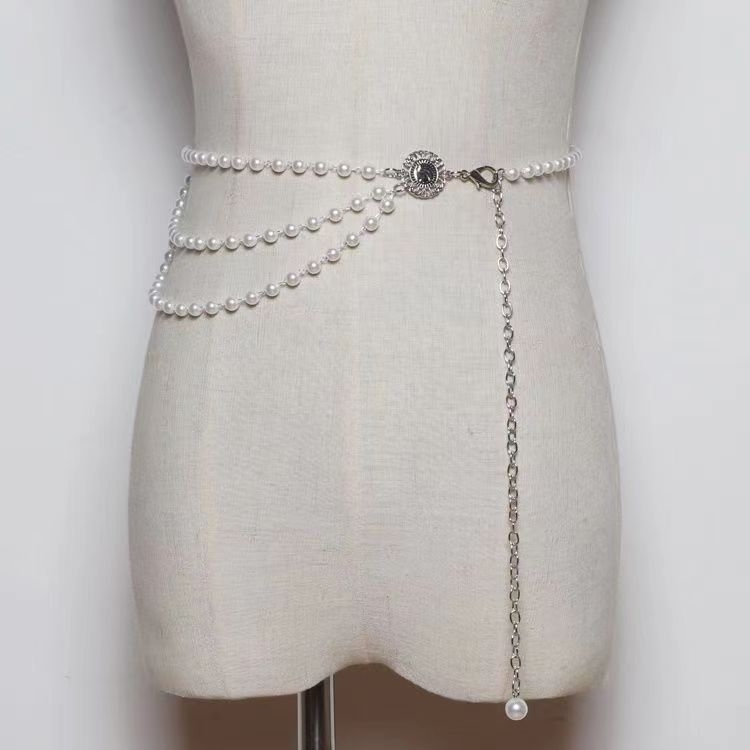 Lanț talie din metal pentru femei, stil relaxat, cu mai multe bucle