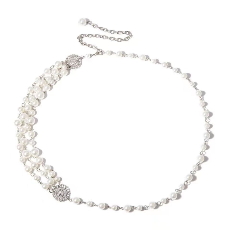 Lanț talie din metal pentru femei, stil relaxat, cu mai multe bucle