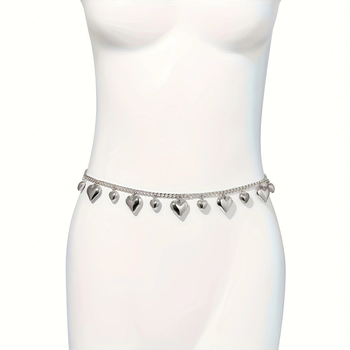 Lanac za struk od legure, srcolikog oblika, s kristalnim ukrasima, elektroplatiran, za žene