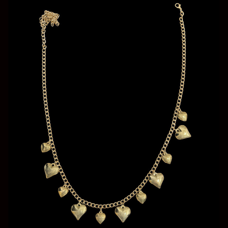 Lanac za struk od legure, srcolikog oblika, s kristalnim ukrasima, elektroplatiran, za žene