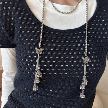 Pribor: naušnice s resicama od bisera, geometrijski dizajn, umetni kameni, titan čelik, dugačka ogrlica i lanac za struk