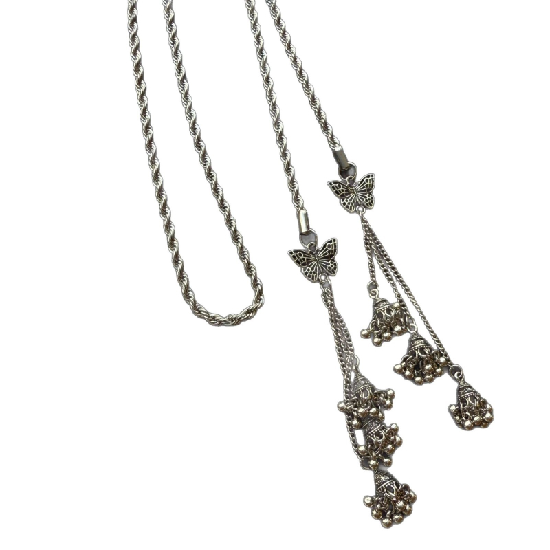 Pribor: naušnice s resicama od bisera, geometrijski dizajn, umetni kameni, titan čelik, dugačka ogrlica i lanac za struk