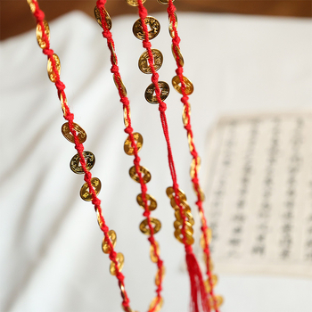 Hanfu pojas lanac s bakrenim novčićima i resicama, ručno izrađeno, miješani materijali, unisex etnički stil