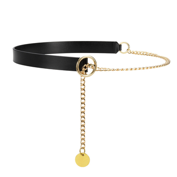 Lanț talie femei cu decor din lanț – piele naturală, două straturi de piele de vițel, lungime 105–120 cm, stil universal