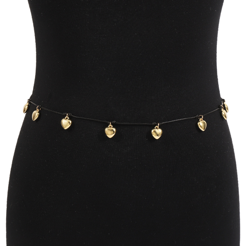 Ženski lanac za struk s privjeskom srca i resicama, vosk šnura, geometrijski dizajn