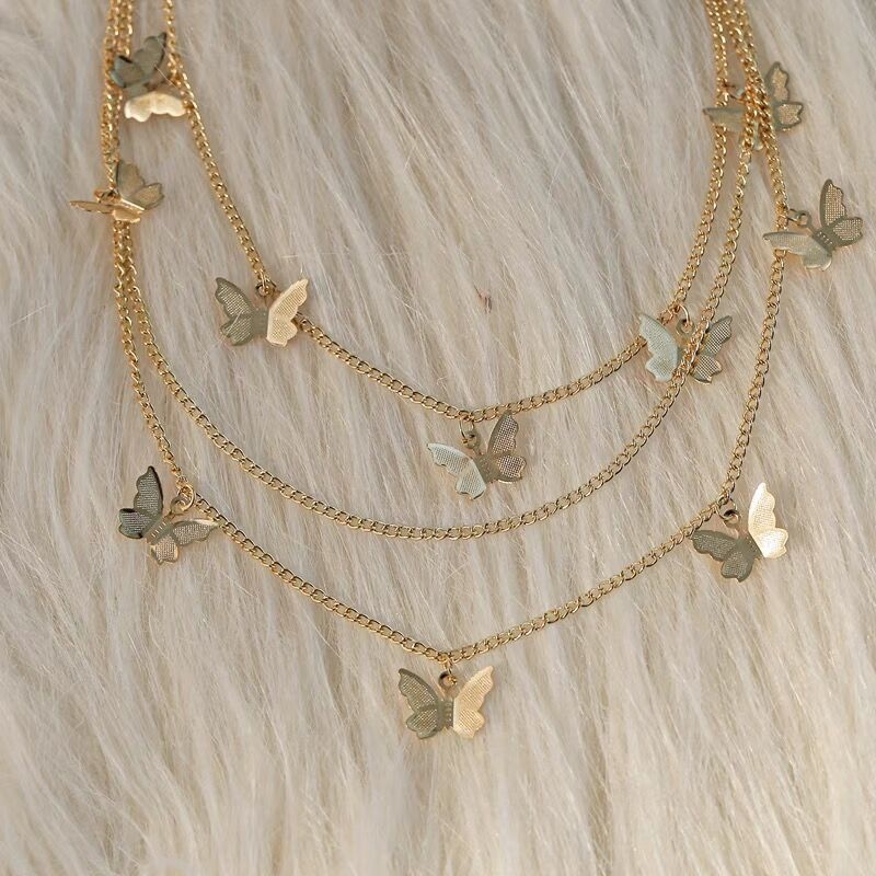 Yio lanac za hlače s motívom leptira, legura, elektroplatiranje, unisex tjelesni nakit, višeslojni geometrijski dizajn