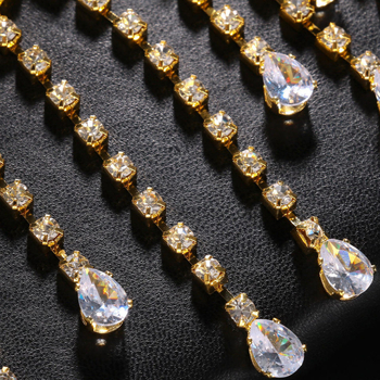 Lanac za nogu s resicama i kristalima cirkonija, kapljasti oblik tijela lanac za žene