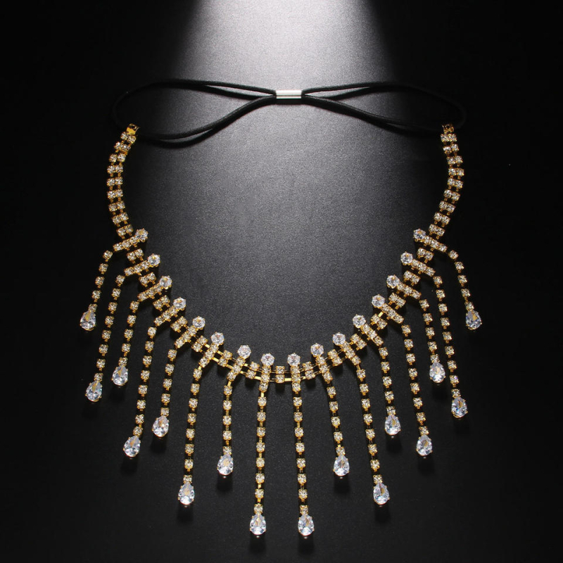 Lanac za nogu s resicama i kristalima cirkonija, kapljasti oblik tijela lanac za žene