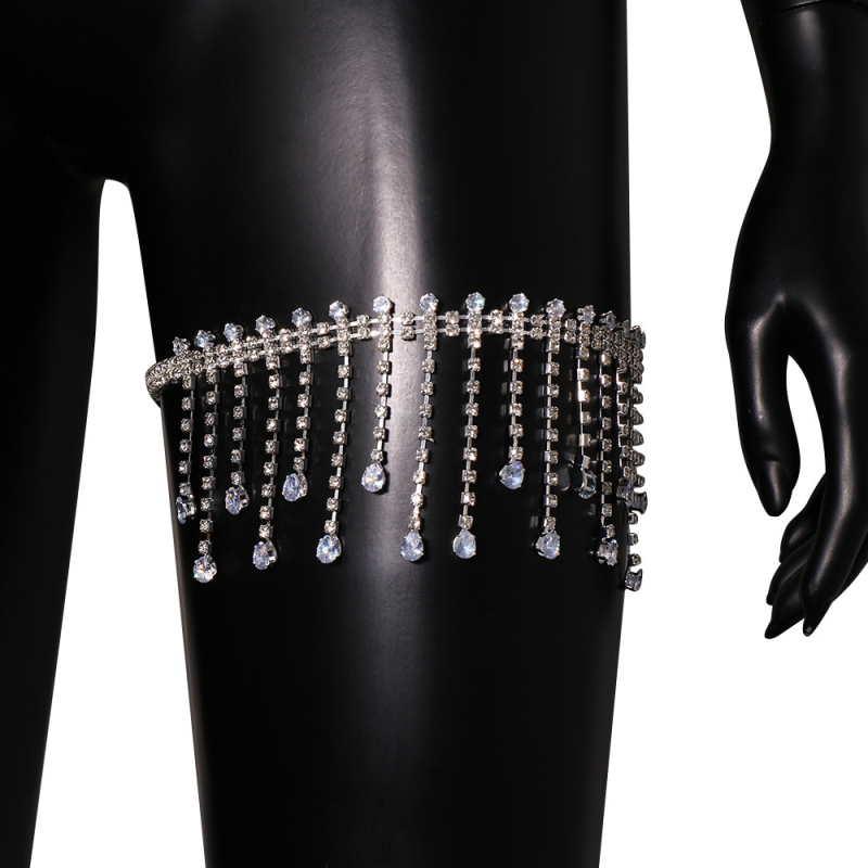 Lanac za nogu s resicama i kristalima cirkonija, kapljasti oblik tijela lanac za žene