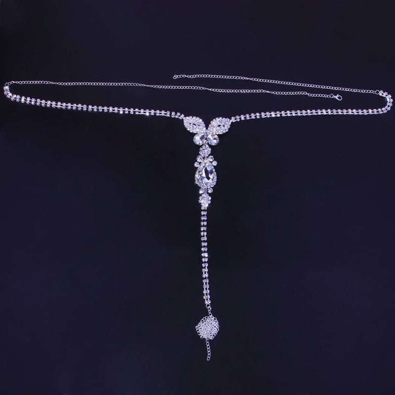 Testlánc pillangó dizájnnal (Elektroplattálás; Anyag: ötvözet; Modell: rovar/lepke; Kristály)