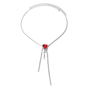 Ženski body chain za pojas s dizajnom srca i križnim resicama, zlitina, kristali (elektropoliranje, stil: ženski)