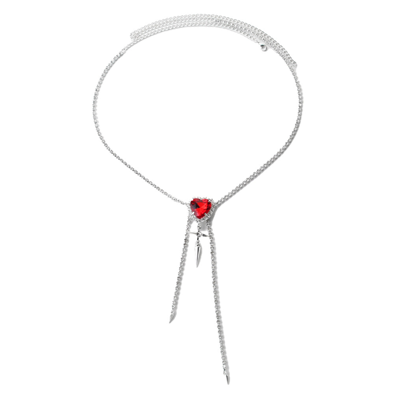 Ženski body chain za pojas s dizajnom srca i križnim resicama, zlitina, kristali (elektropoliranje, stil: ženski)