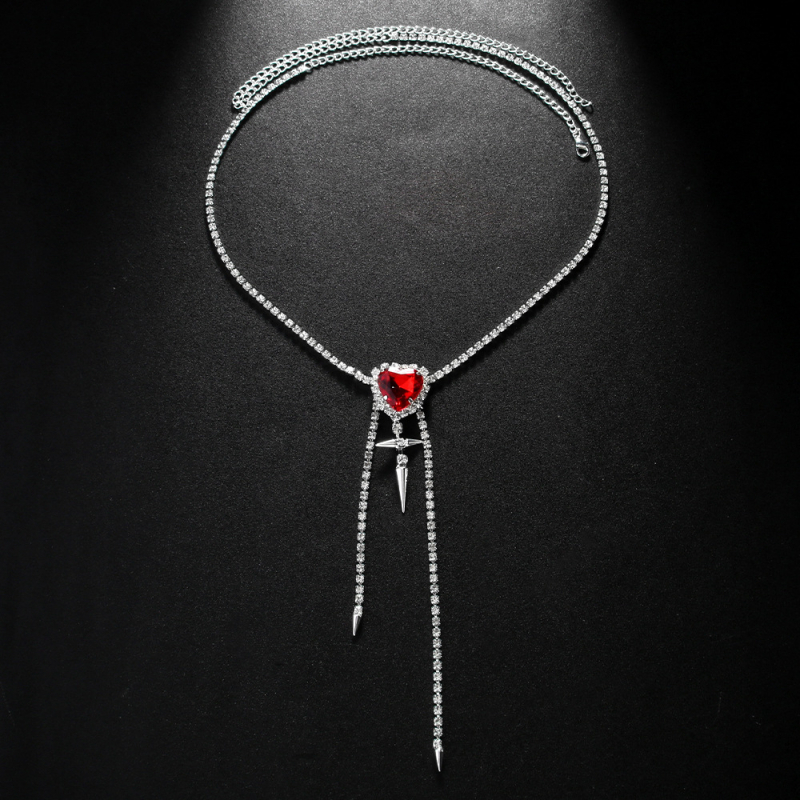 Ženski body chain za pojas s dizajnom srca i križnim resicama, zlitina, kristali (elektropoliranje, stil: ženski)