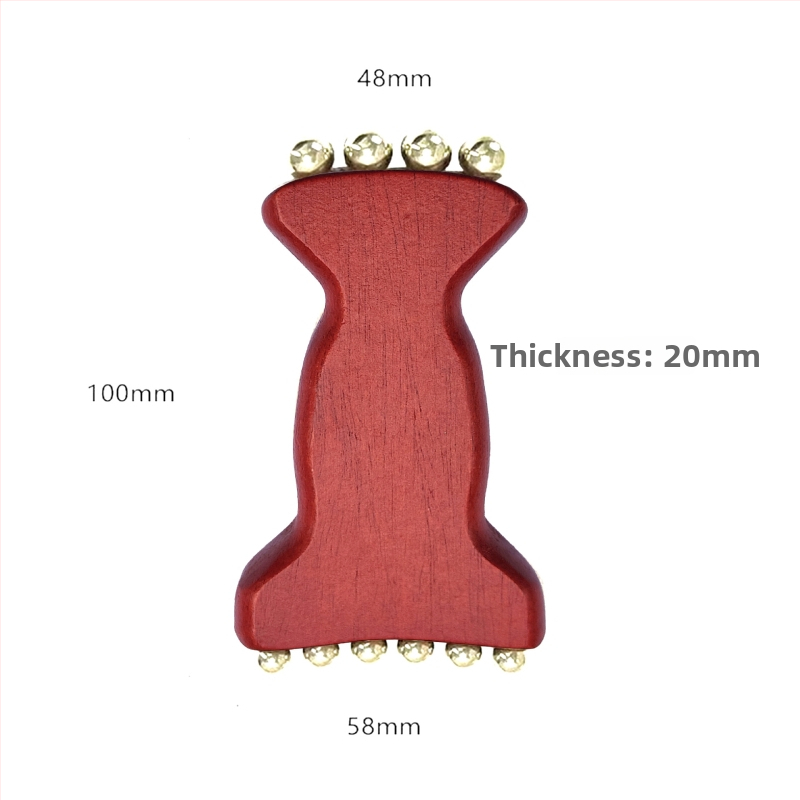 Näomassaaži tööriist kõva puidust, kuldsete helmeste ja meridiaaniharjaga - näo tõstmine ja lõuajoone defineerimine