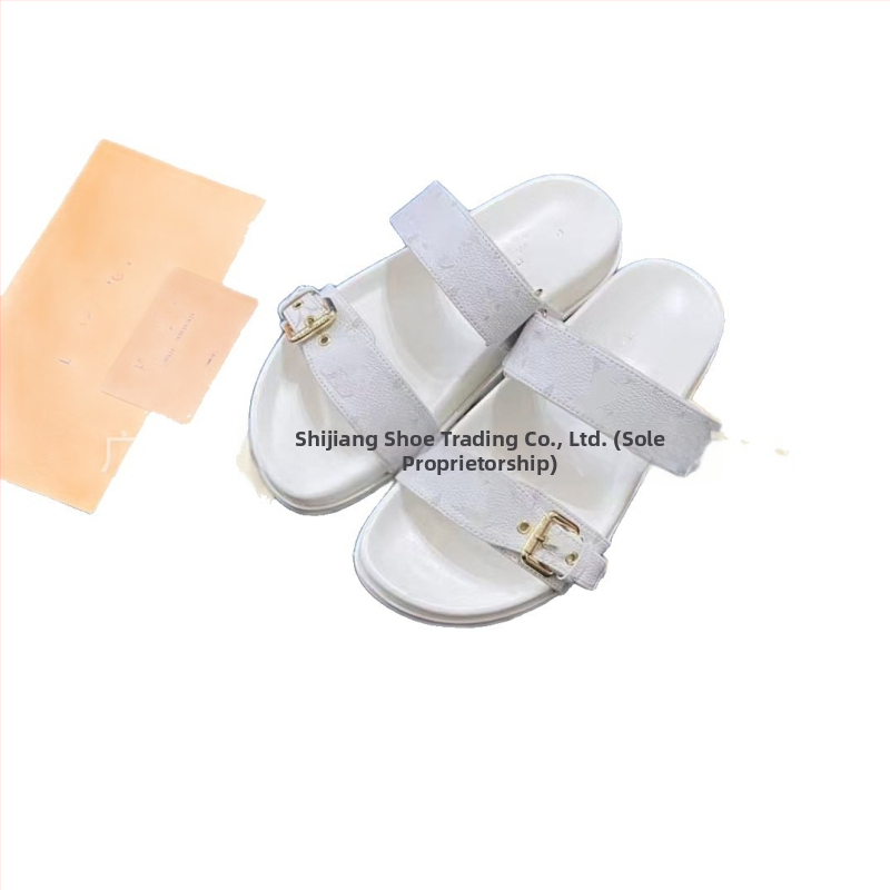 Unisex monogram flip-flopai su guma padu, metalo sagtis, viršus iš mikropluošto odos