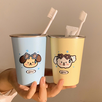 Hammasharja ja loputustassi, roostevaba terasest, silindrilise kuju, karikatuurmustriga, keskkonnasõbralik