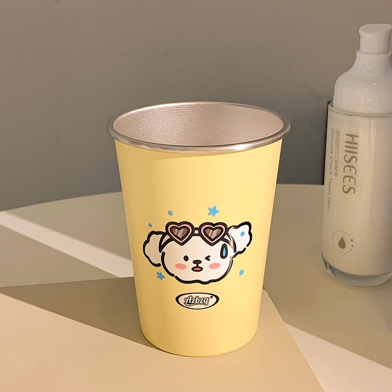 Чаша за четки за зъби от неръждаема стомана с карикатурен дизайн на кученце, антиплесен, устойчива на изпускане