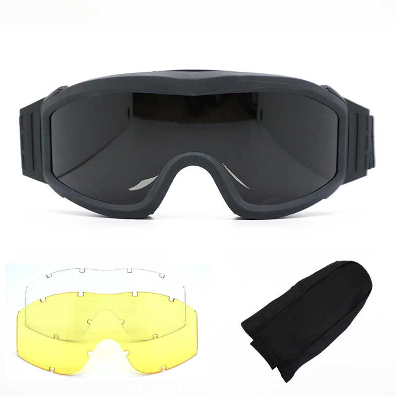 Okuliare RK-3, PC rám, športové, plný rám, vetruodolné, set troch šošoviek, vymeniteľné šošovky, unisex