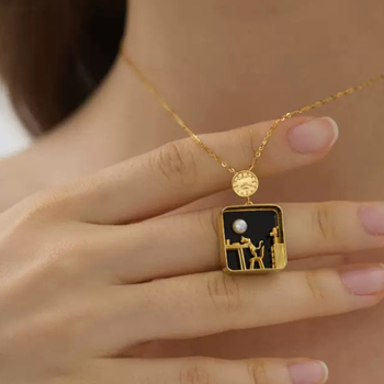 Colier Cat at Home — pandant din aliaj, lanț obișnuit, stil lux lejer, pentru femei