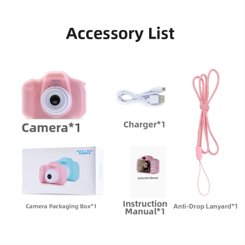 X2 bērnu digitālā kamera – 2 collu LCD, 1–5 MP, TF karšu atmiņa, baterijas darbības laiks 1–3 stundas, korpuss ABS+PC