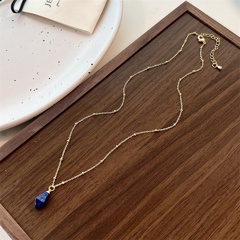 Piaoting colier din Lapis Lazuli, design geometric conic, lanț în formă de O, pandant cu pietre mixte, design multistrat