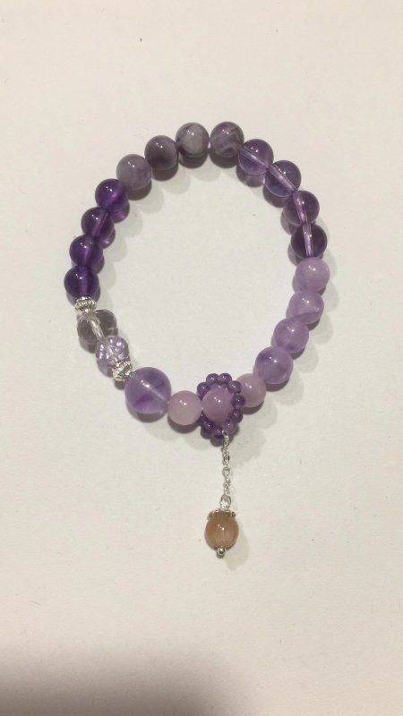 Narukvica od ametistnog kristala za žene, Geometrijski dizajn, Godina zmaja, Polirani završetak