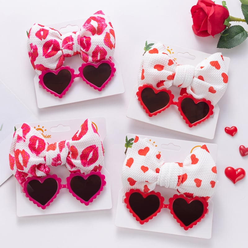 Dječje sunčane naočale sa srcolikim ogledalom i kompletom s mašnicom na glavu – polarizirane, UV400 zaštita, PC leće, puni okvir, plastični okvir