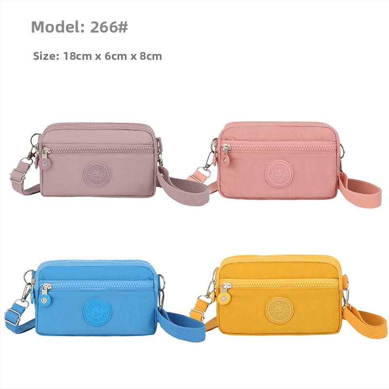 Nylonová crossbody taška na mobil, štýl malé štvorcové tašky, vodorovný štvorcový tvar, zapínanie na zips, hmotnosť 0,12 kg