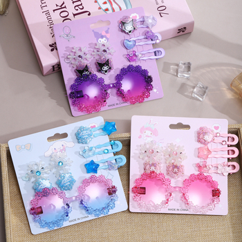 Kuromi kopča za kosu – crtani motiv sunčanih naočala, plastična U-oblik kopča za djecu, motiv leptira sa zvjezdicama, serija Princeza