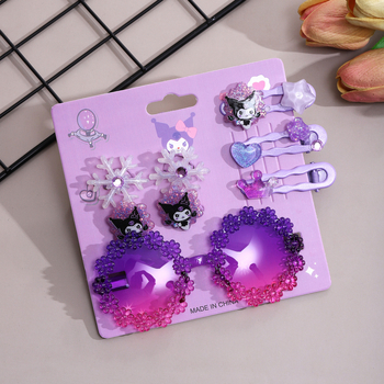 Kuromi kopča za kosu – crtani motiv sunčanih naočala, plastična U-oblik kopča za djecu, motiv leptira sa zvjezdicama, serija Princeza