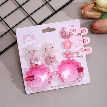 Kuromi kopča za kosu – crtani motiv sunčanih naočala, plastična U-oblik kopča za djecu, motiv leptira sa zvjezdicama, serija Princeza