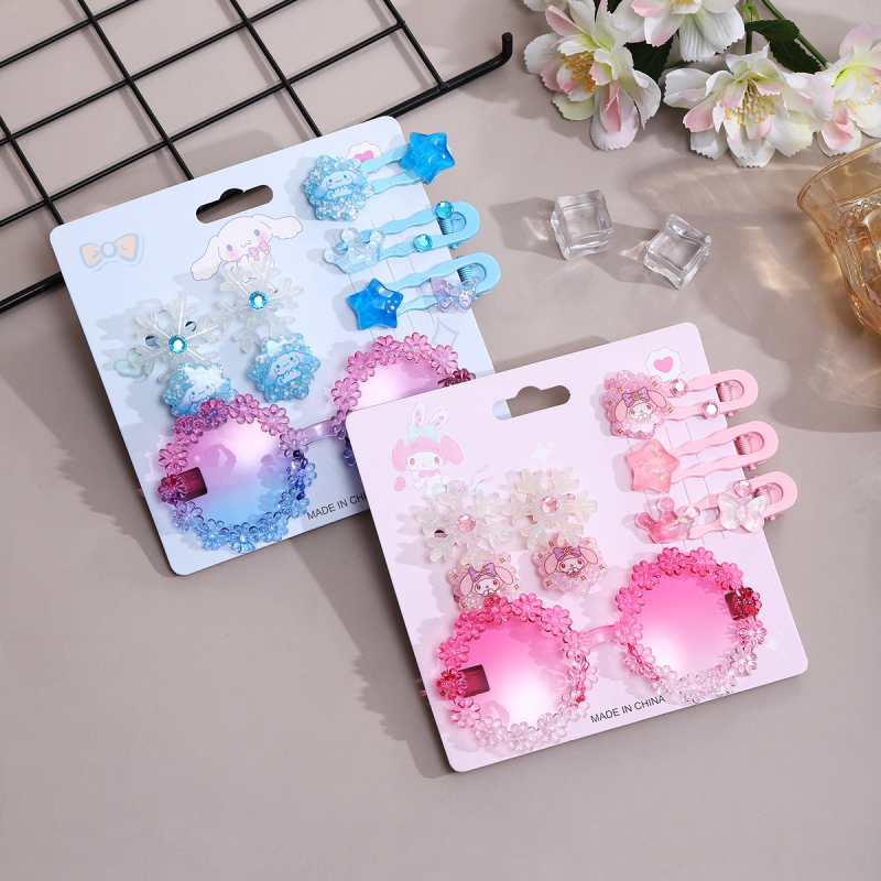 Kuromi kopča za kosu – crtani motiv sunčanih naočala, plastična U-oblik kopča za djecu, motiv leptira sa zvjezdicama, serija Princeza