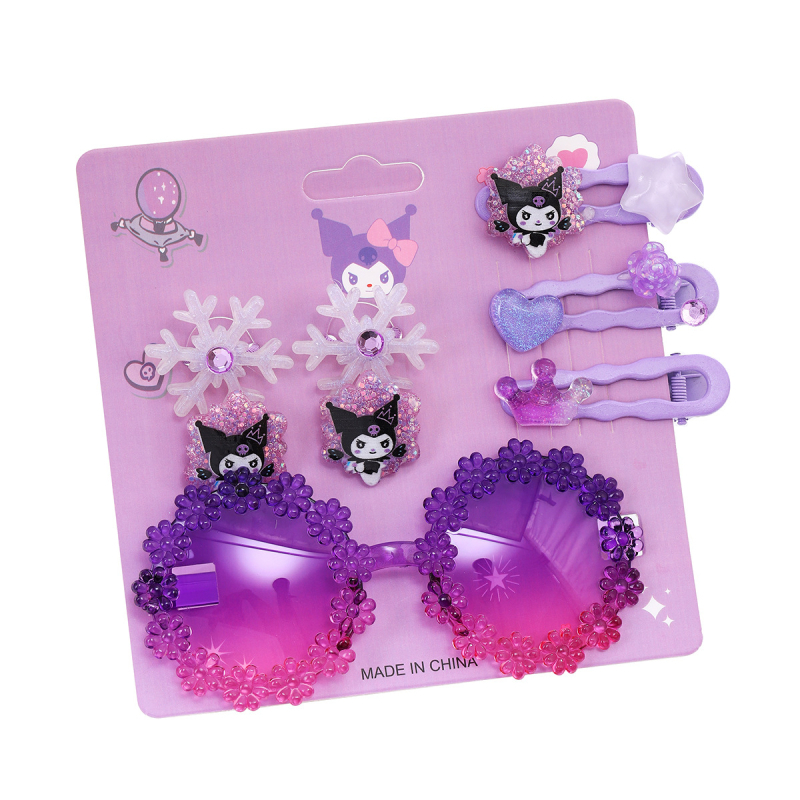 Kuromi kopča za kosu – crtani motiv sunčanih naočala, plastična U-oblik kopča za djecu, motiv leptira sa zvjezdicama, serija Princeza