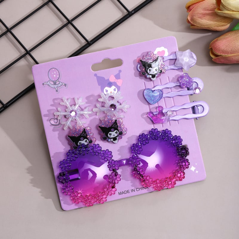 Kuromi kopča za kosu – crtani motiv sunčanih naočala, plastična U-oblik kopča za djecu, motiv leptira sa zvjezdicama, serija Princeza