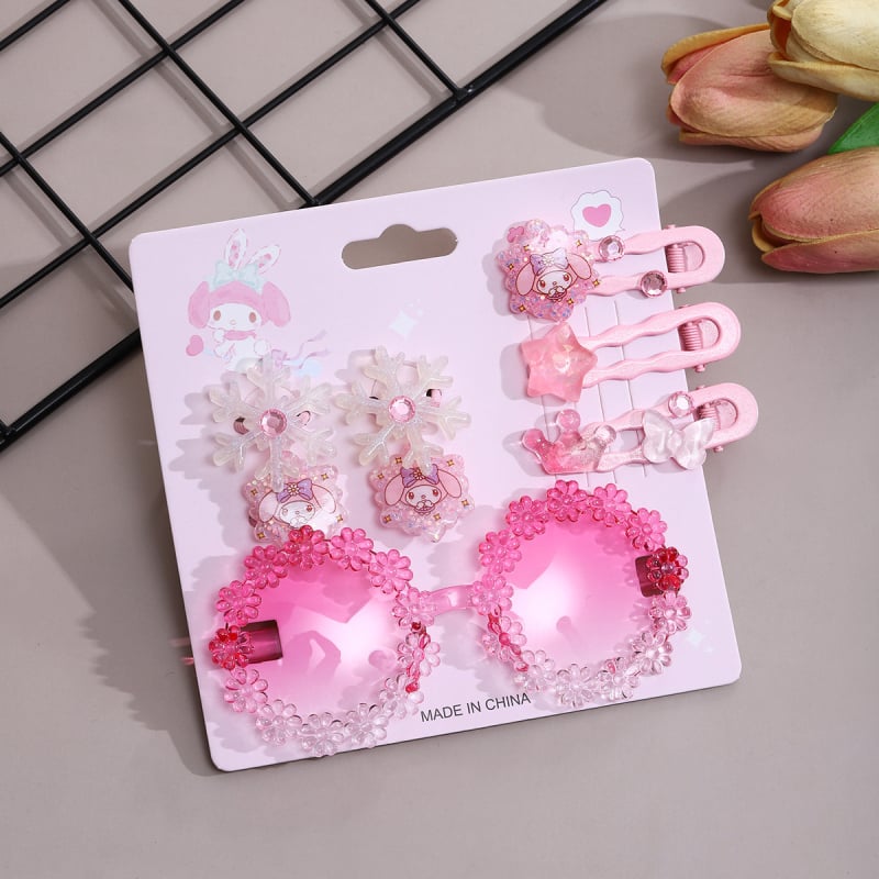 Kuromi kopča za kosu – crtani motiv sunčanih naočala, plastična U-oblik kopča za djecu, motiv leptira sa zvjezdicama, serija Princeza