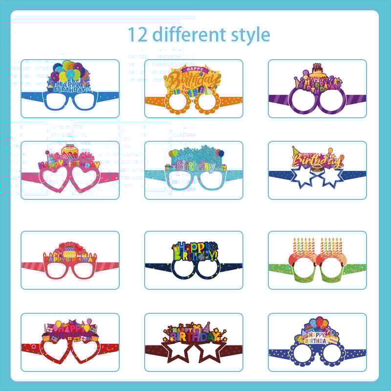 Baiya születésnapi papír szemüveg, 3D HappyBirthday dizájn, parti fotó kellék