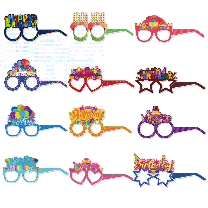 Baiya születésnapi papír szemüveg, 3D HappyBirthday dizájn, parti fotó kellék