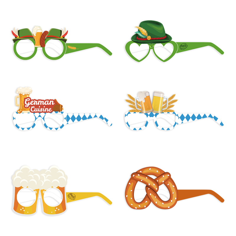 Papierové okuliare rekvizity pre Oktoberfest, tlačené, prispôsobiteľné