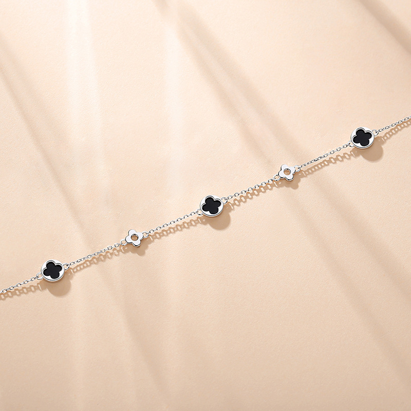 Narukvica S925 s četverolisnim djetelinom, srebro, elektroplatiranje, korejski stil, broj proizvodnje AB1002056-B