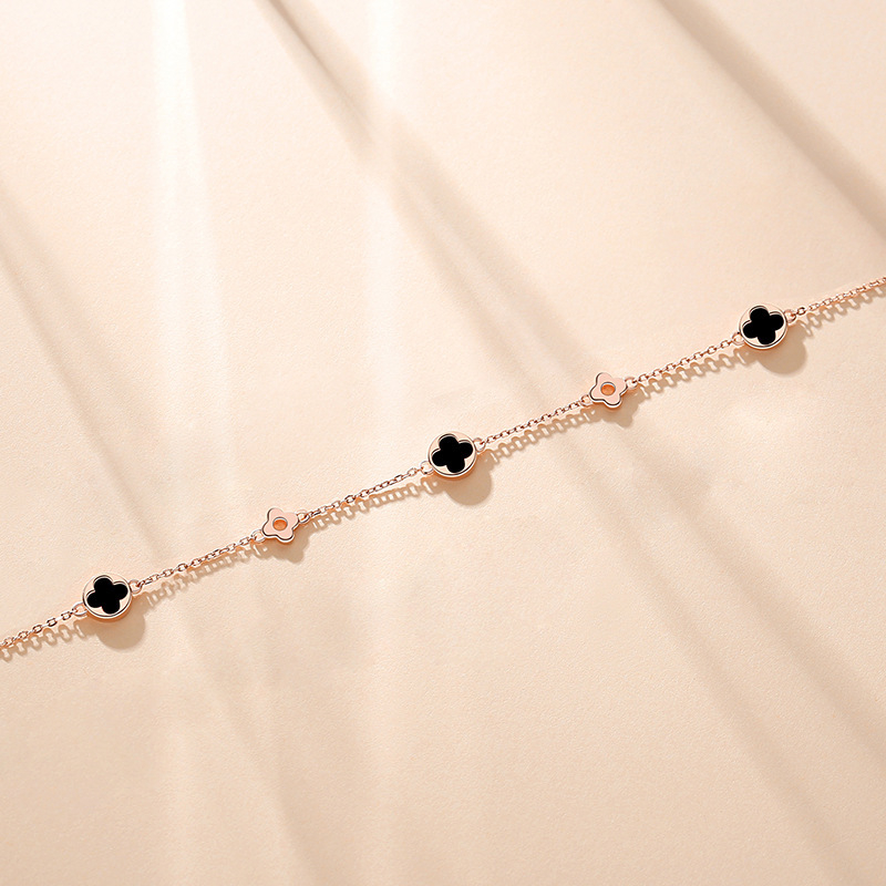 Narukvica S925 s četverolisnim djetelinom, srebro, elektroplatiranje, korejski stil, broj proizvodnje AB1002056-B