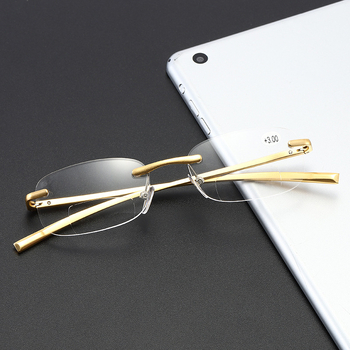 Rimless čitateljske naočale, okvir od aluminijsko-magnijeve legure, leće od smole, dvostruka upotreba za daleko i blizu, zaštita od plave svjetlosti i UV 023