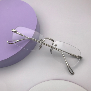 Bezokvirne naočale za čitanje s metalnim okvirom, leće od smole s zaštitom od plavog svjetla, dioptrija 0–400, poslovni minimalistički stil